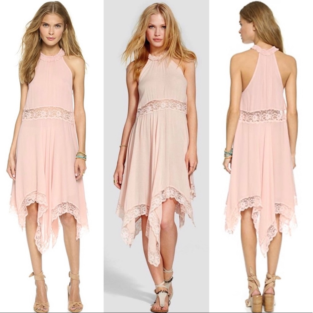 Free People Dresses | Free People Go Lightly Gauze Lace Slip Midi Dress Small